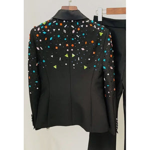 Diamond Beaded Jacket and Bootcut pant suit